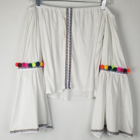 Pitusa Pom Pom Off Shoulder Crop Top - Picture 2 of 10